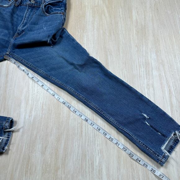 Abercrombie & Fitch High Rise Skinny Jeans Distressed Blue Denim Raw Hem 26 - Picture 16 of 16